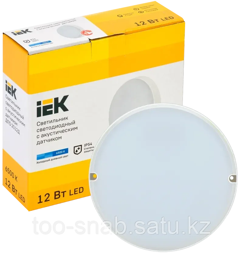 Светильник светодиодный ДПО 2012Д 12Вт IP54 6500К круг белый с акустическим датчиком IEK - фото 3 - id-p106351618