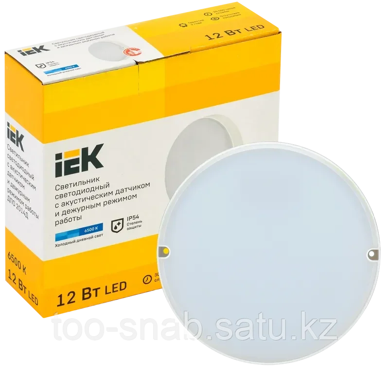 Светильник светодиодный ДПО 2014Д 12Вт IP54 6500К дежурный режим круг белый с акустическим датчиком IEK - фото 3 - id-p106351620