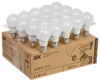 Лампа светодиодная A60 шар 11Вт 230В 4000К E27 (20шт/жкхпак) IEK