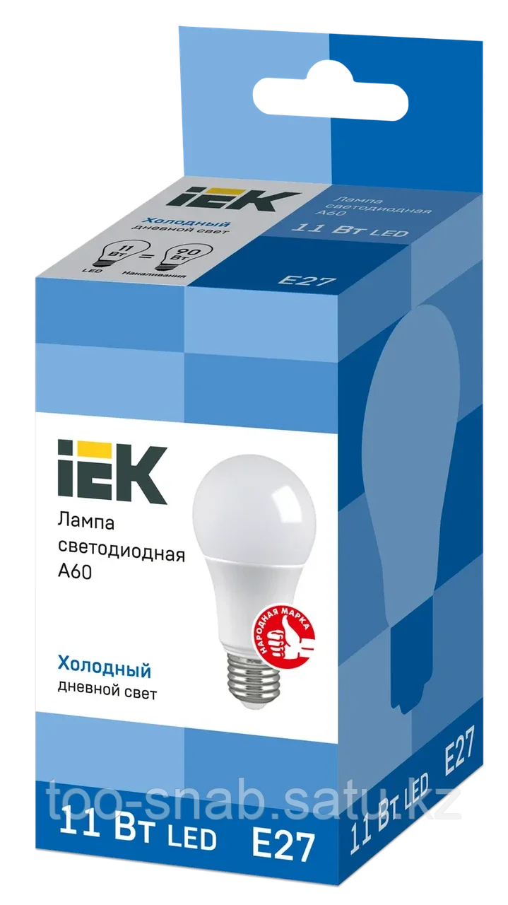 Лампа светодиодная A60 шар 11Вт 230В 6500К E27 IEK - фото 3 - id-p106351819