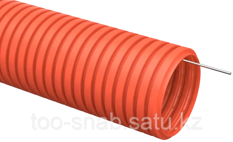 Труба гофрированная ПНД d=16мм с зондом оранжевая (100м) IEK - фото 1 - id-p106349220
