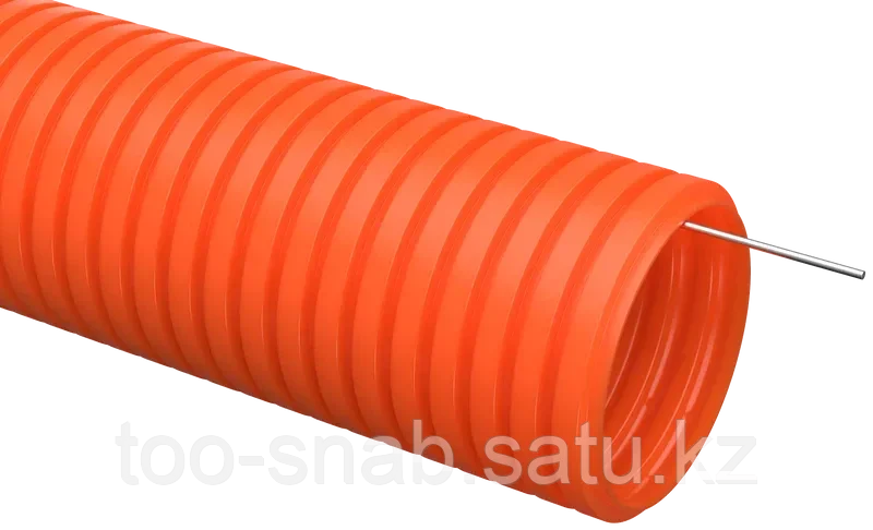 Труба гофрированная ПНД d=40мм с зондом оранжевая тяжелая (15м) IEK - фото 1 - id-p106349259