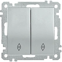 Выключатель 2-клавишный проходной ВС10-2-2-Б 10А BOLERO серебряный IEK
