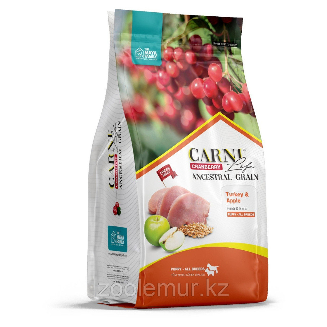 CARNI LIFE Puppy Корм для щенков с индейкой, с яблоком и клюквой, фото 1