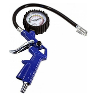 Пистолет для подкачки шин с манометром и шлангом (0-8.5 Bar). в блистере Rock FORCE