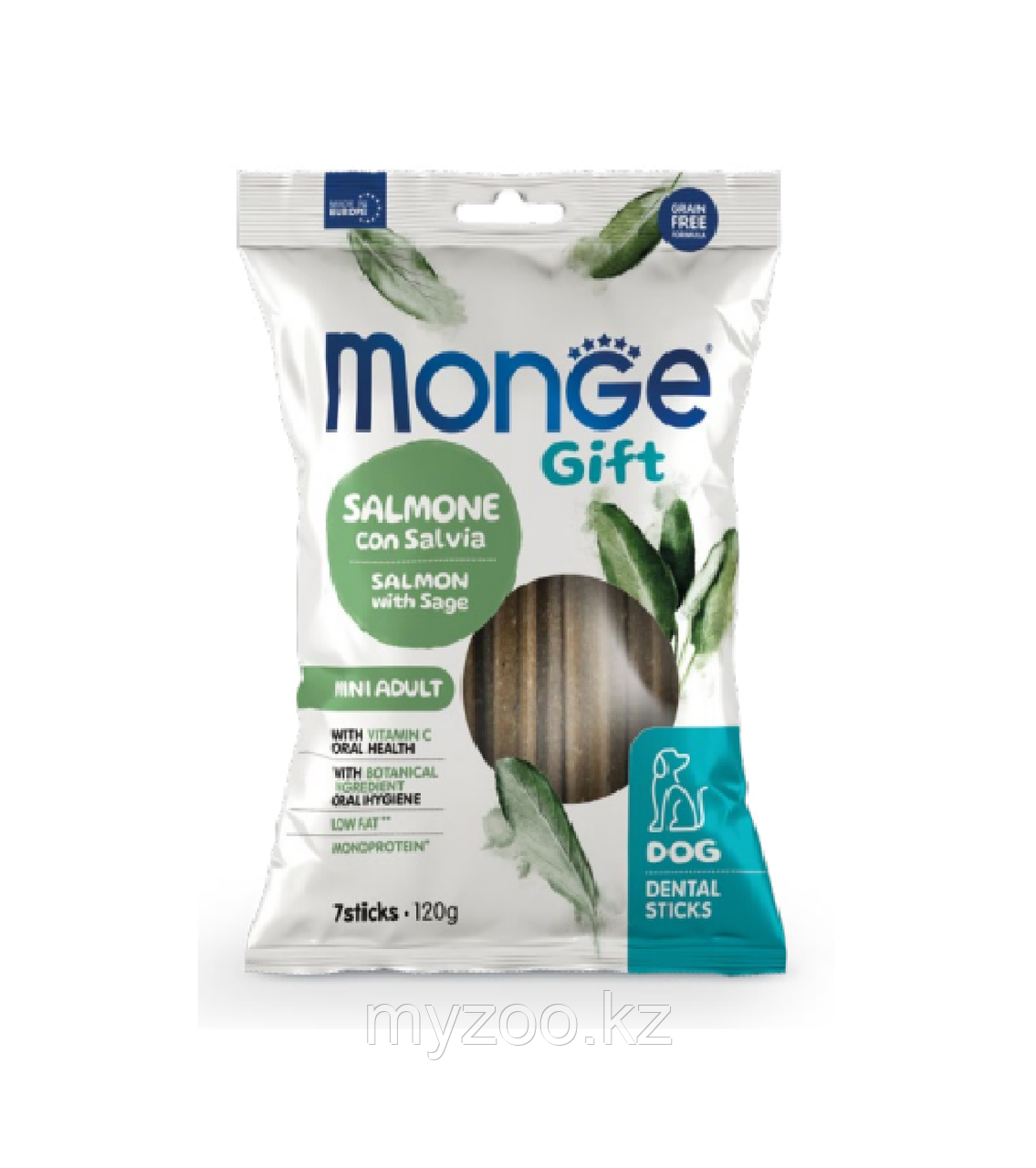 Monge Gift Dental Sticks Mini Adult для собак мелких пород лосось/шалфей ,120гр - фото 1 - id-p106365197