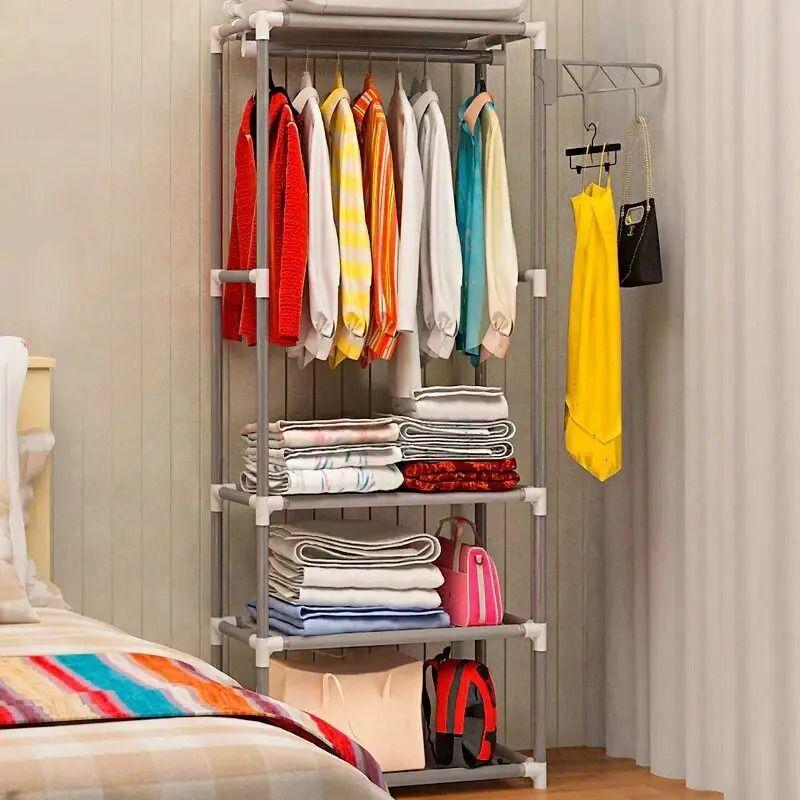 Напольная вешалка для хранения одежды, открытый шкаф органайзер для одежды на 4 полки