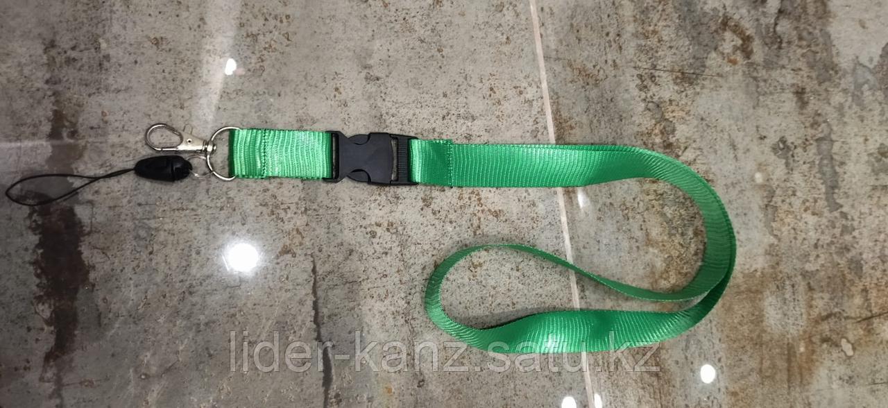 Шнурок для бейджа с пластиковым карабином зеленый - фото 1 - id-p61340151