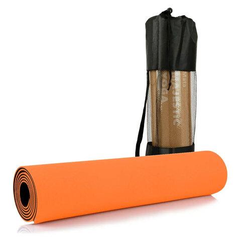 Коврик для занятий йогой и фитнесом в чехле YOGA MAT [6 мм; 1 кг] (Оранжевый) - фото 1 - id-p106386687