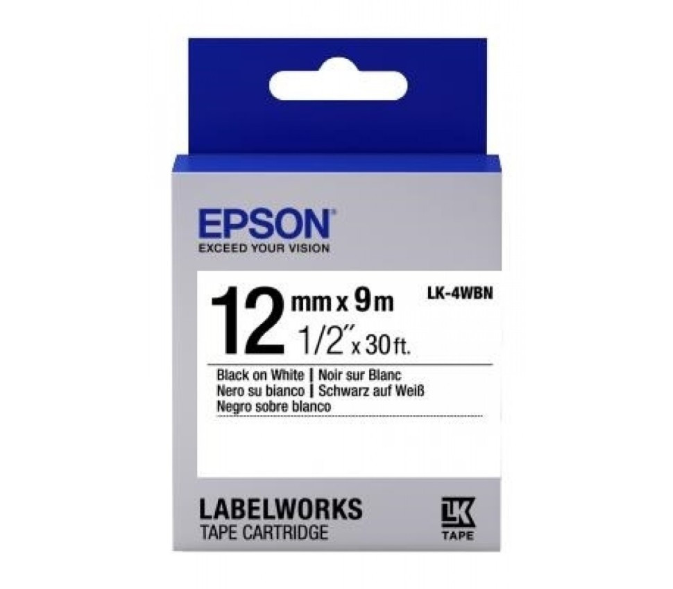 Картридж ленточный Epson LK4WBN Black для LabelWorks LW-1000P/LW-400/LW-700 C53S654021, фото 1