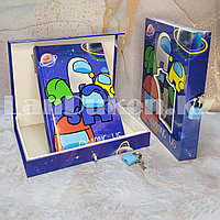 Блокнот в коробке с замком Among us A5 синий