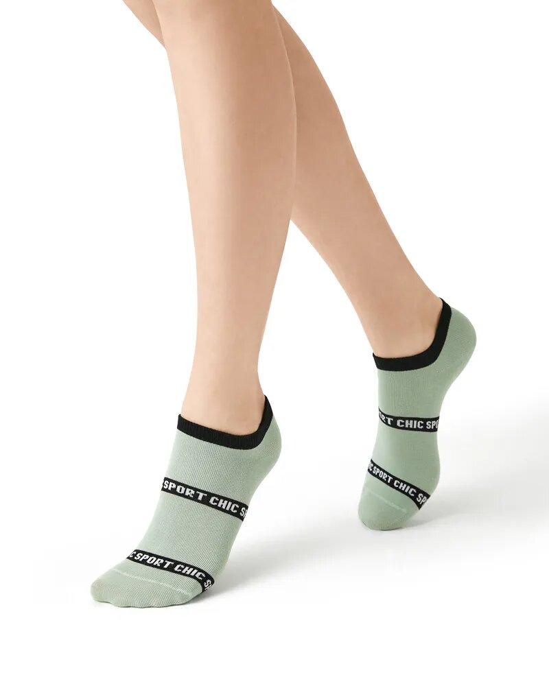 Хлопковые женские носки c контрастным принтом Фисташковый, 39-41 - фото 1 - id-p106393068