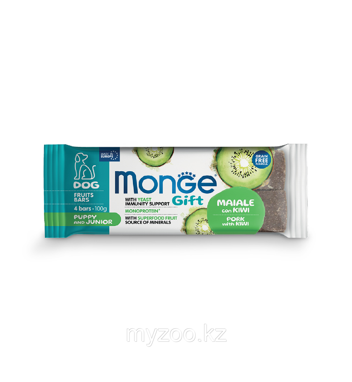 Monge Gift Fruits Bars Puppy/Junior Growth Support фруктовый батончик для щенков свинина/киви,100гр