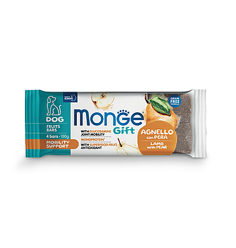 Monge Gift Fruits Bars Adult  Mobility Support фрутовый батончик для собак ягненок/груша,100гр