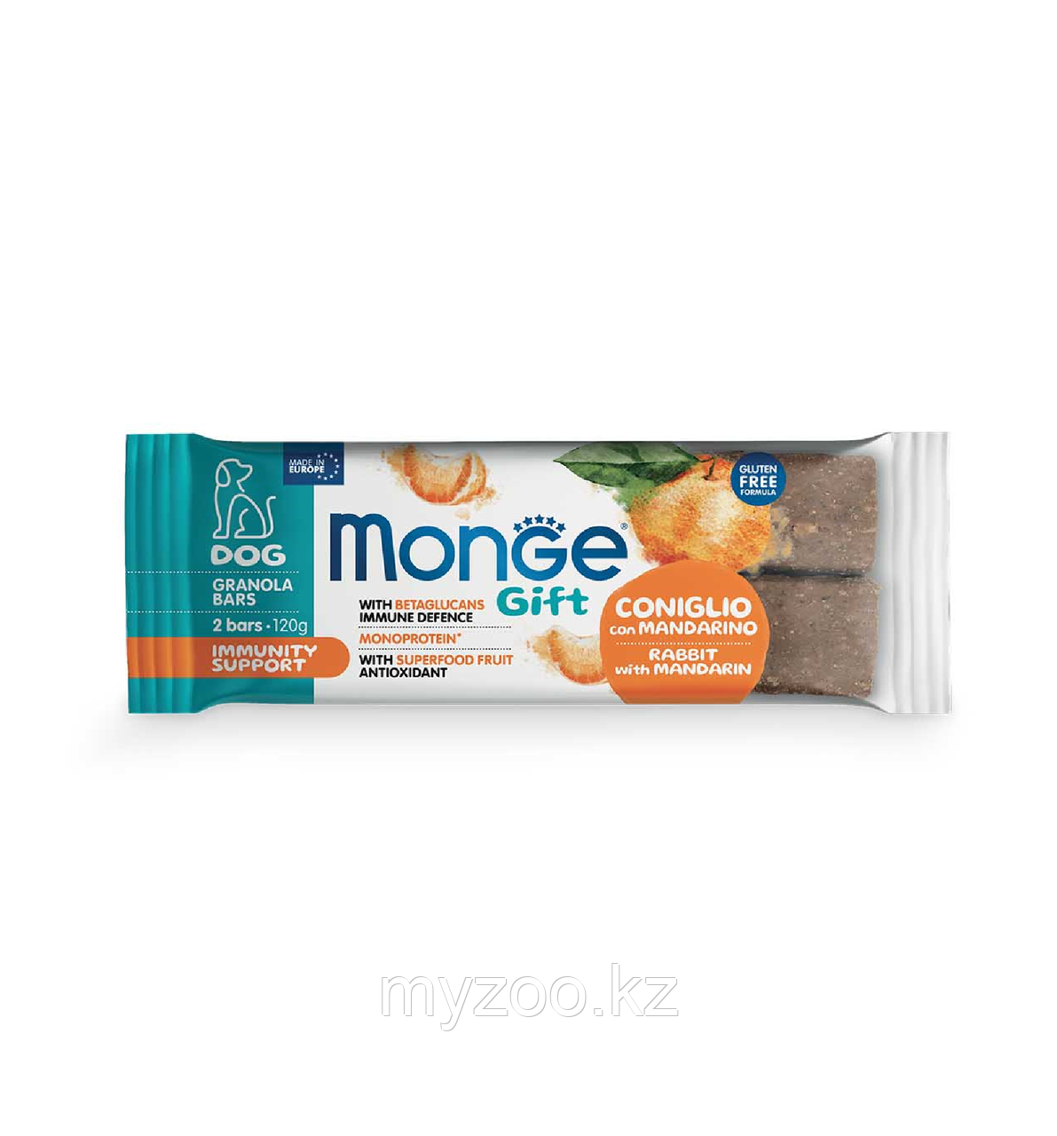 Monge Gift Granola Bars Adult Immunity Support фруктовый батончик для собак кролик/мандарин,120гр