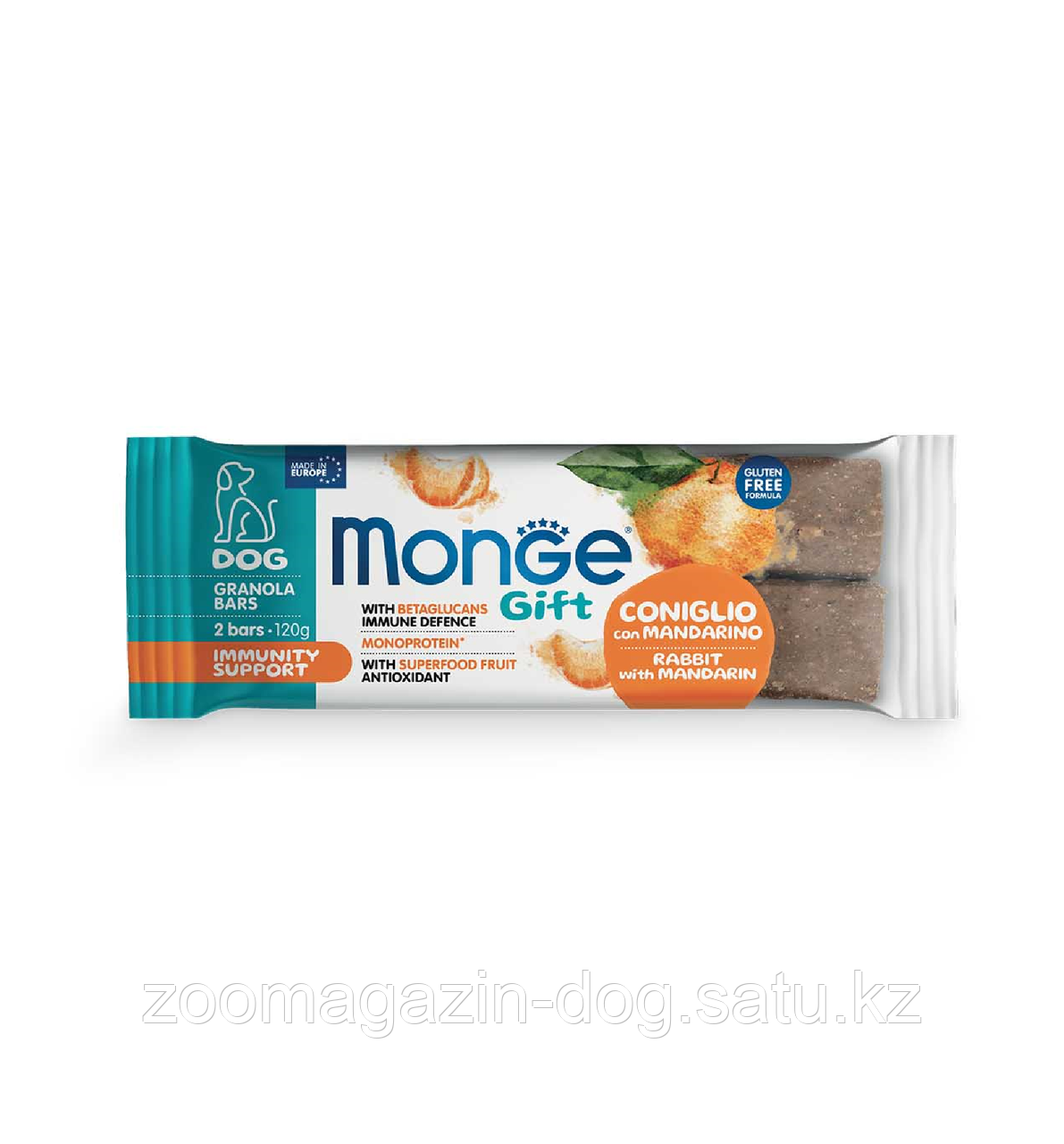 Monge Gift Granola Bars Adult Immunity Support фруктовый батончик для собак кролик/мандарин,120гр