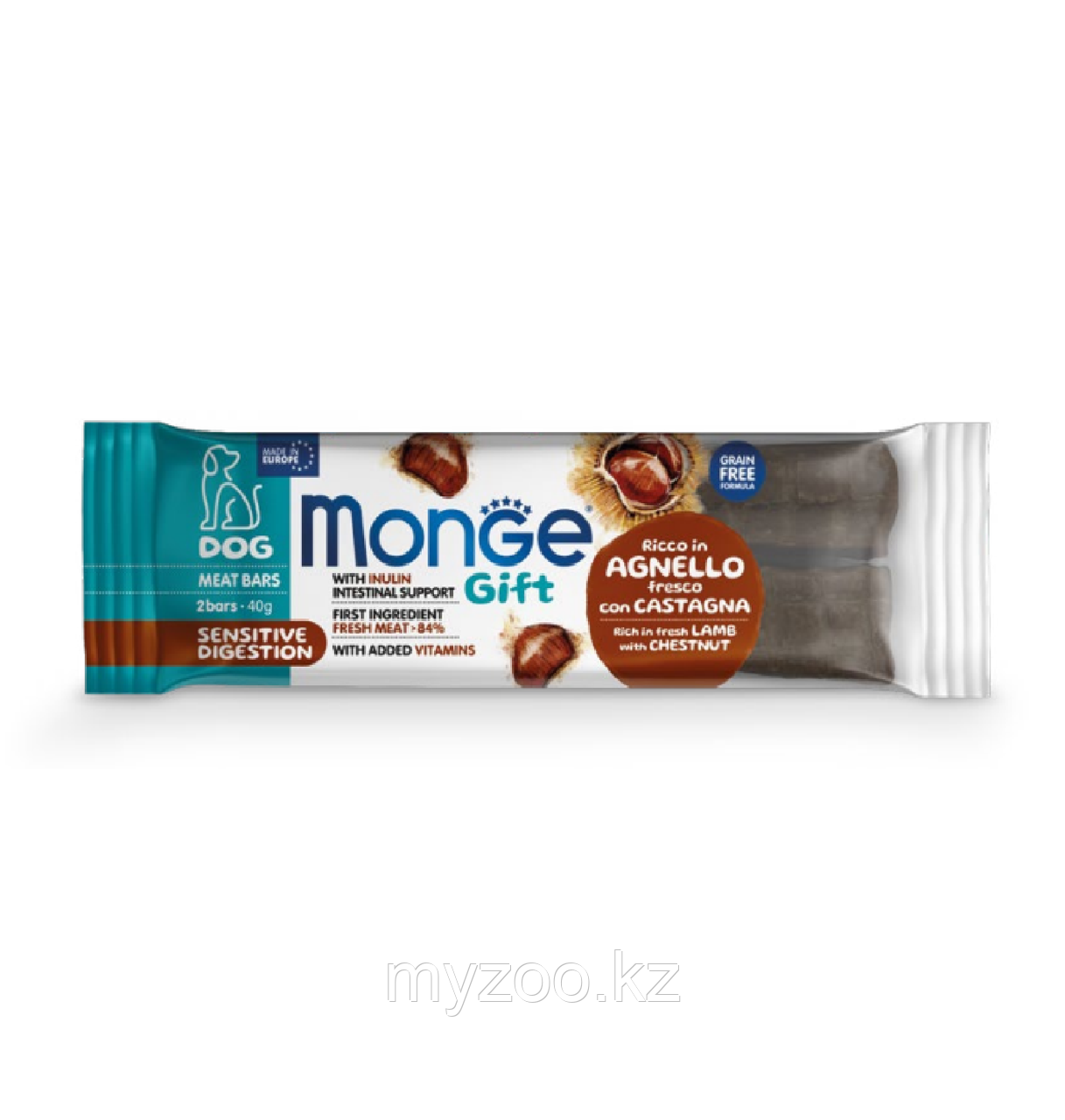 Monge Gift Meat Bars Adult Sensitive мясной батончик для собак ягненок/каштан,40гр - фото 1 - id-p106401416