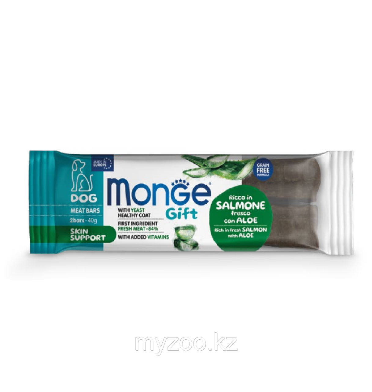 Monge Gift Meat Bars Adult Skin Support мясной батончик для собак лосось/алоэ,40гр - фото 1 - id-p106401582