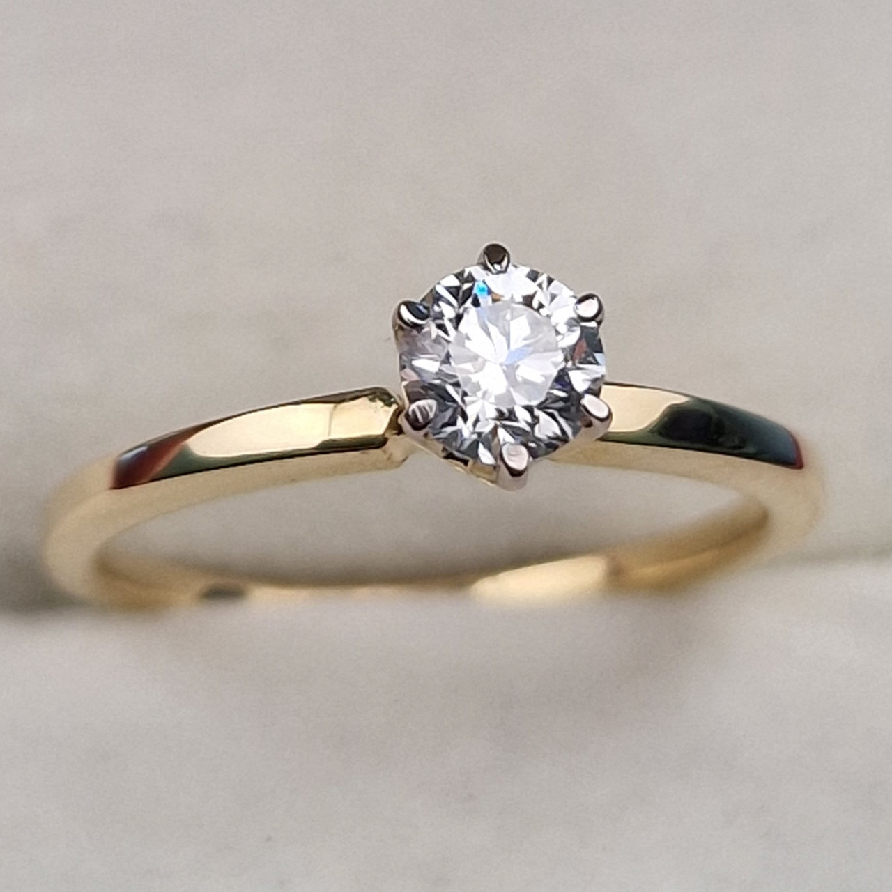 Серт. IGI Золотое кольцо 16 р с бриллиантом 0.31Ct I1/G, EX-Cut