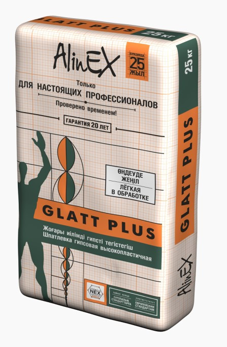 Гипсовая шпатлевка AlinEX Glatt Plus 25 кг - фото 1 - id-p106410066