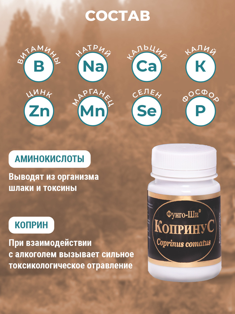 Натуральный препарат Копринус Грибная Аптека для лечения алкогольной зависимости, 60 капс - фото 4 - id-p105205855