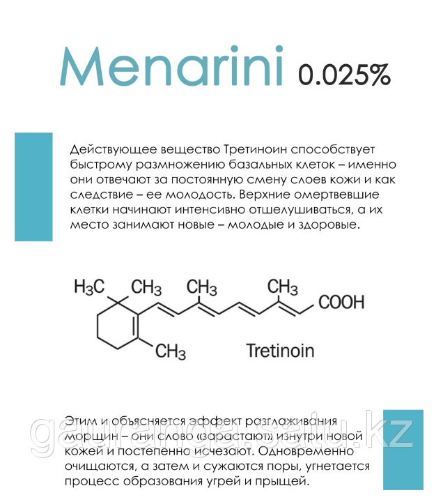 Третиноин гель 0,025 (Ретинол) / Retino-A Tretinoin gel Menarini 20 гр - фото 5 - id-p106411119