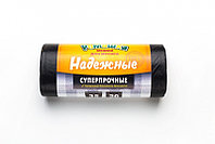 Мусорные мешки в рулоне с ушками 35 л. 30 шт. "НАДЕЖНЫЕ" (ЧЕРНЫЙ , ПСД, 12мкм)