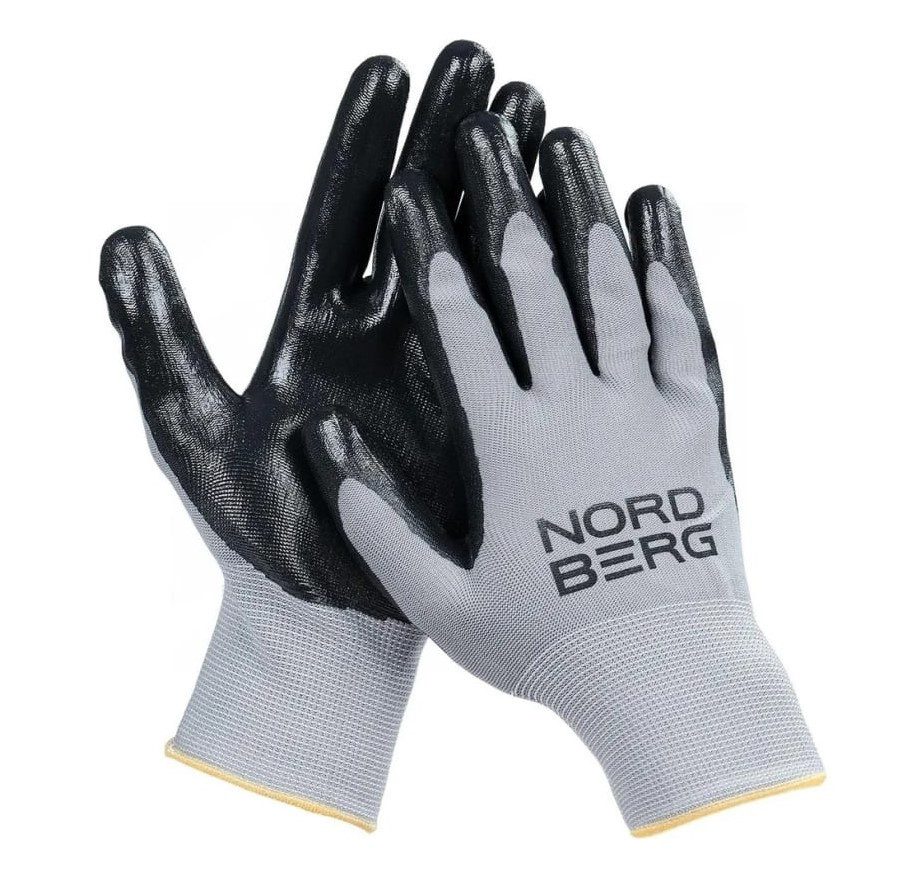 Перчатки полиэфирные 15 класс серая основа/ черное покрытие NORDBERG NPG1508GB