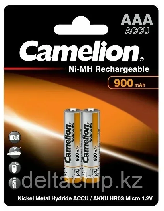 Аккумулятор, CAMELION, NH-AAA900ARBP2, AlwaysReady Rechargeable, AAA, 1.2V, 900 mAh, 2 шт., Блистер - фото 1 - id-p106326747