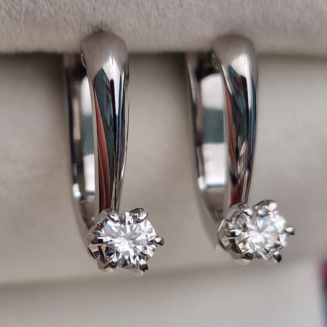 Золотые серьги с бриллиантами 0.38 Ct VS2-SI1/I, VG-Cut