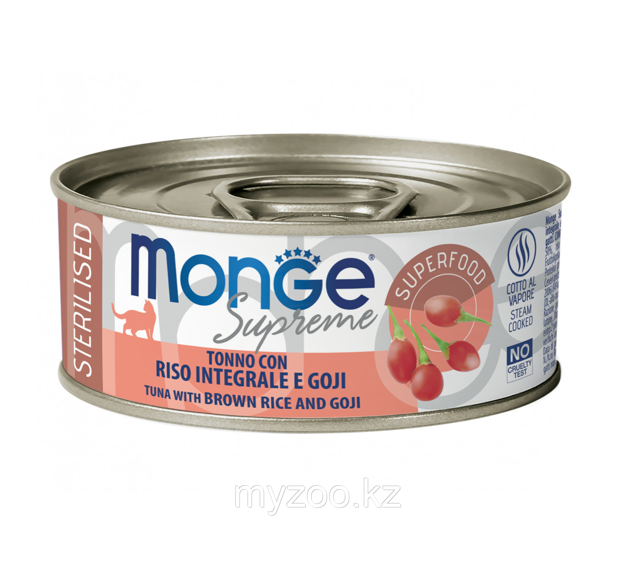 Monge Supreme STERILISED консервы для стерилизованных кошек тунец,коричневый рис, ягоды годжи, 80 гр - фото 1 - id-p106429253