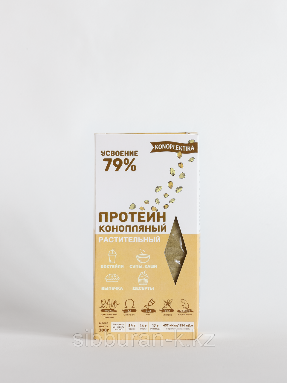 Натуральный белок (протеин) из семян конопли HEMPGREEN, Konoplektika, 300 г.