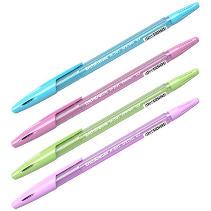 Ручка шариковая ErichKrause R-301 Spring Stick, узел 0.7 мм, чернила синие, длина линии письма 1000 метров, ми - фото 1 - id-p106431250
