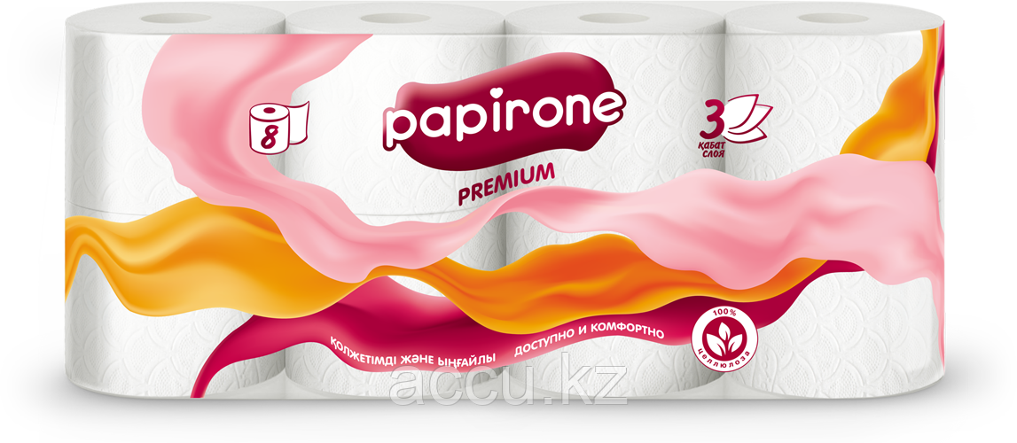 Туалетная бумага "Papirone Premium" 8 шт. - фото 1 - id-p106431271