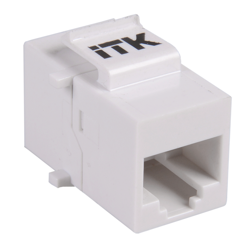 ITK Проходной адаптер кат.5E UTP RJ45-RJ45 (8P8C) тип Keystone Jack белый