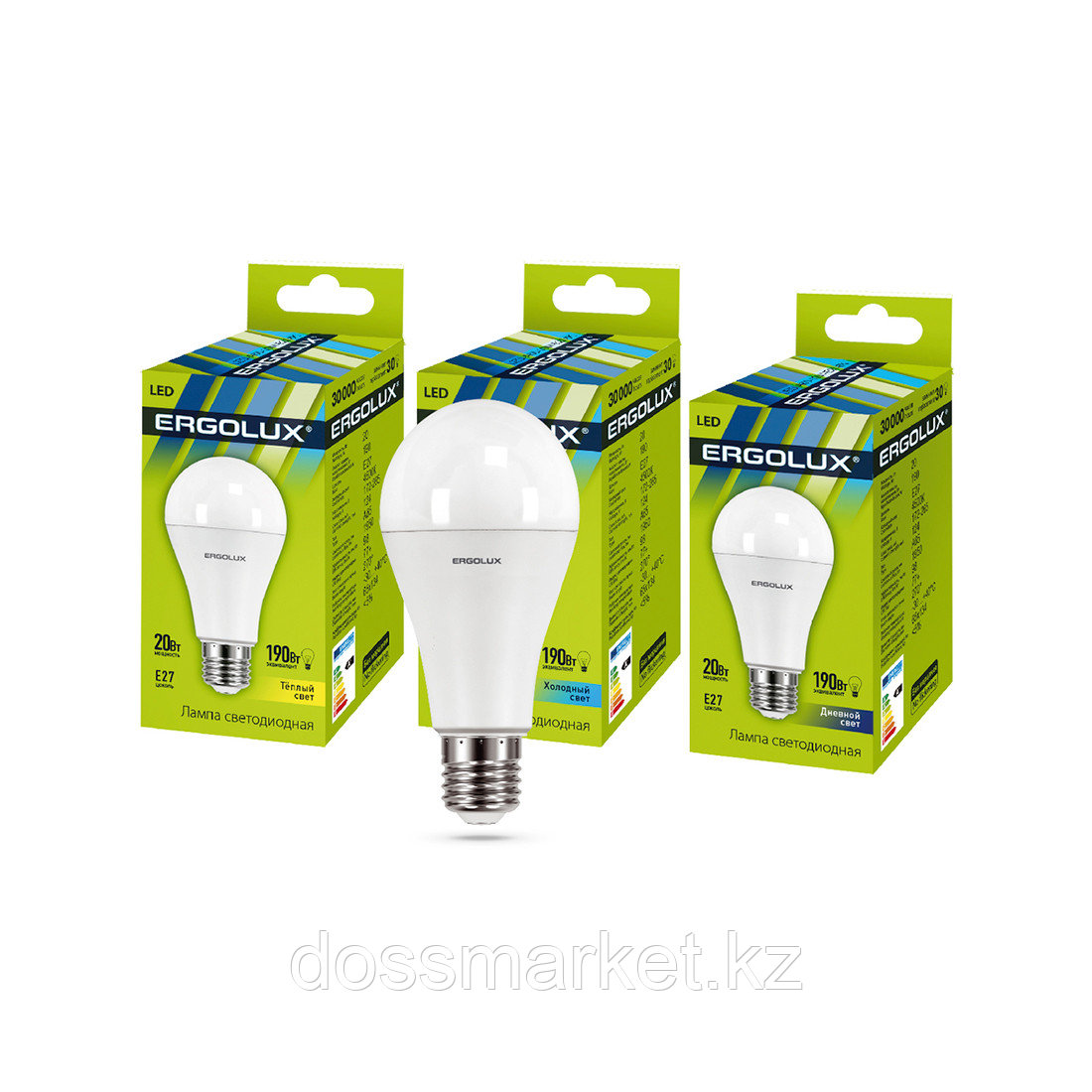 Эл. лампа светодиодная Ergolux LED-A65-20W-E27-4K, Холодный - фото 1 - id-p106441519