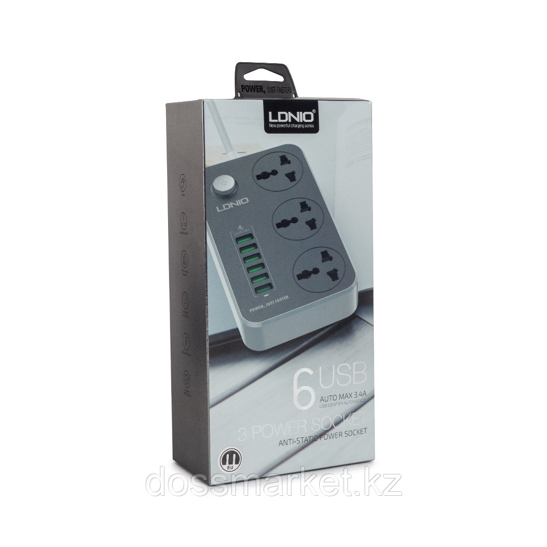 Сетевой фильтр LDNIO Universal SC3604 3 розетки 6*USB 5V/3.4A Портов 2м - фото 3 - id-p106441808