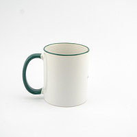 Кружка с цветной каймой MT-B003 для сублимации, 11oz, Зеленая (48)