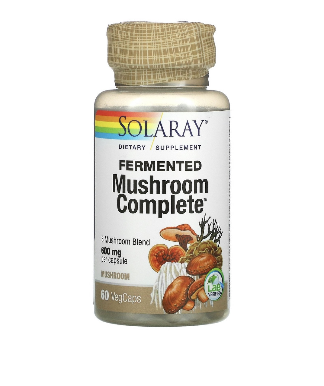 Solaray ферментированный гриб ежевик гребенчатый, выращенный органическим способом, 600мг, 60 вег капсул - фото 1 - id-p106449752