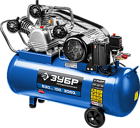 Компрессор ременной, 380 В, 530 л/мин, 100 л, 3000 Вт, ЗУБР