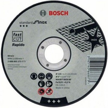 Диск отрезной по нержавеющей стали Standard, 115x1.6 х 22.2 мм Bosch