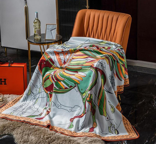 Плед HERMES двуспальный двусторонний велюровый пегасом (id 104668373)