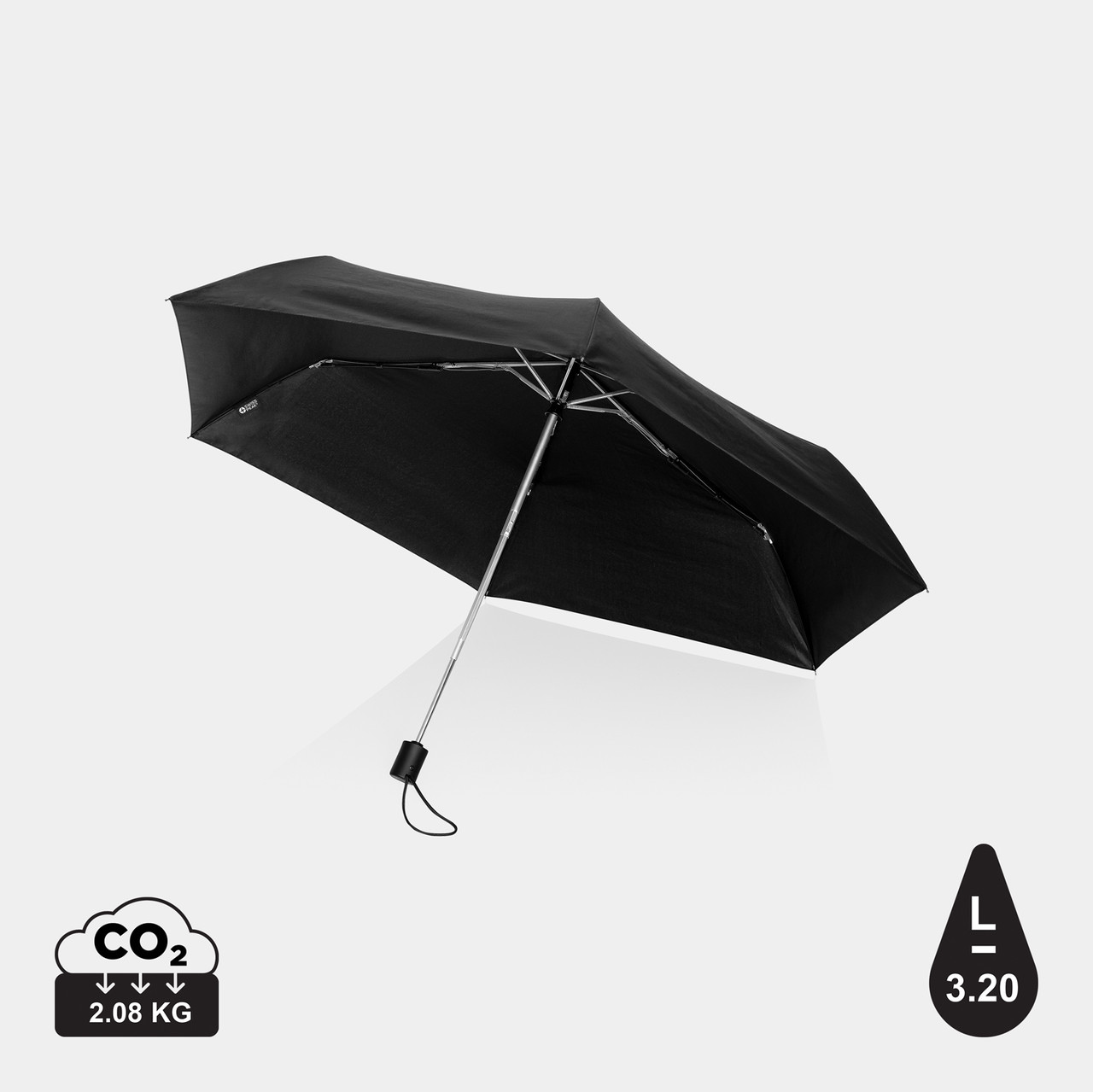 Ультралегкий автоматический зонт Swiss Peak из rPET, d95 см, черный; , , высота 53 см., диаметр 96 см., - фото 9 - id-p106462287