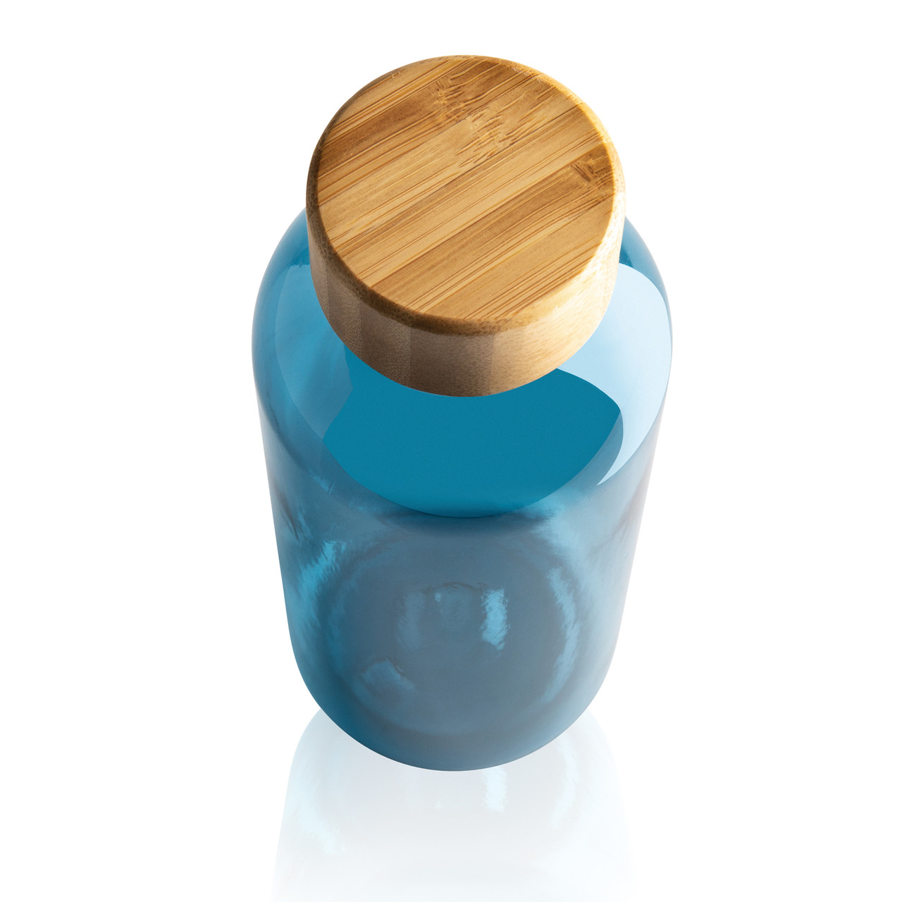 Бутылка для воды из rPET (стандарт GRS) с крышкой из бамбука FSC®, синий; , Длина 7,4 см., ширина 7,4 см., - фото 3 - id-p106462236