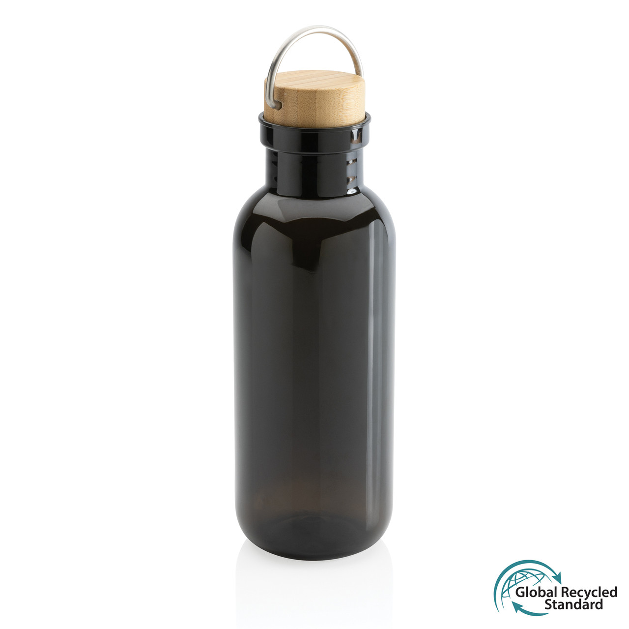 Бутылка для воды из rPET GRS с крышкой из бамбука FSC, 680 мл, черный; , Длина 7,5 см., ширина 7,5 см., высота - фото 1 - id-p106462242