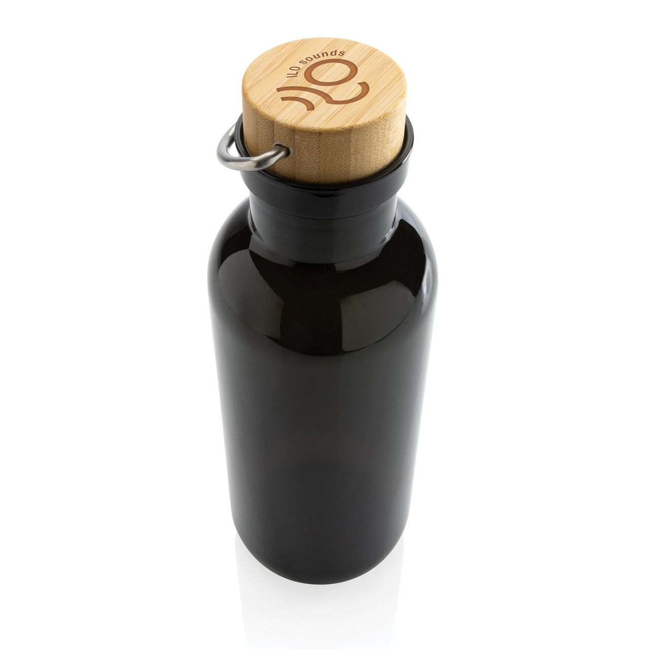 Бутылка для воды из rPET GRS с крышкой из бамбука FSC, 680 мл, черный; , Длина 7,5 см., ширина 7,5 см., высота - фото 5 - id-p106462242