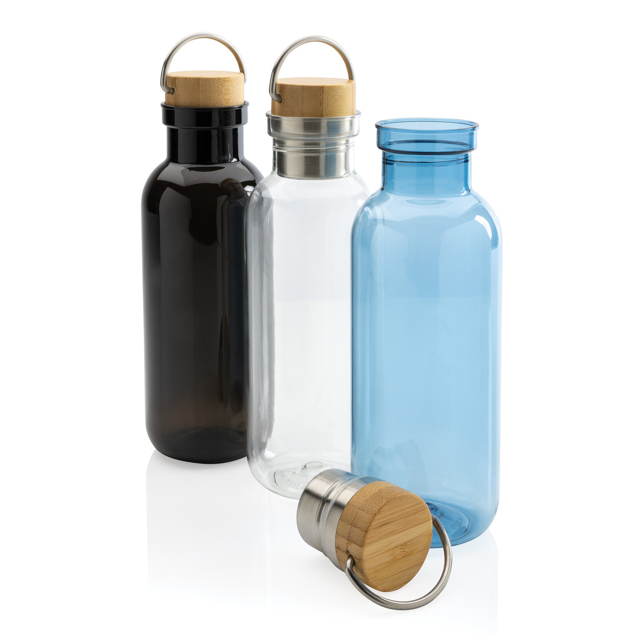 Бутылка для воды из rPET GRS с крышкой из бамбука FSC, 680 мл, черный; , Длина 7,5 см., ширина 7,5 см., высота - фото 7 - id-p106462242