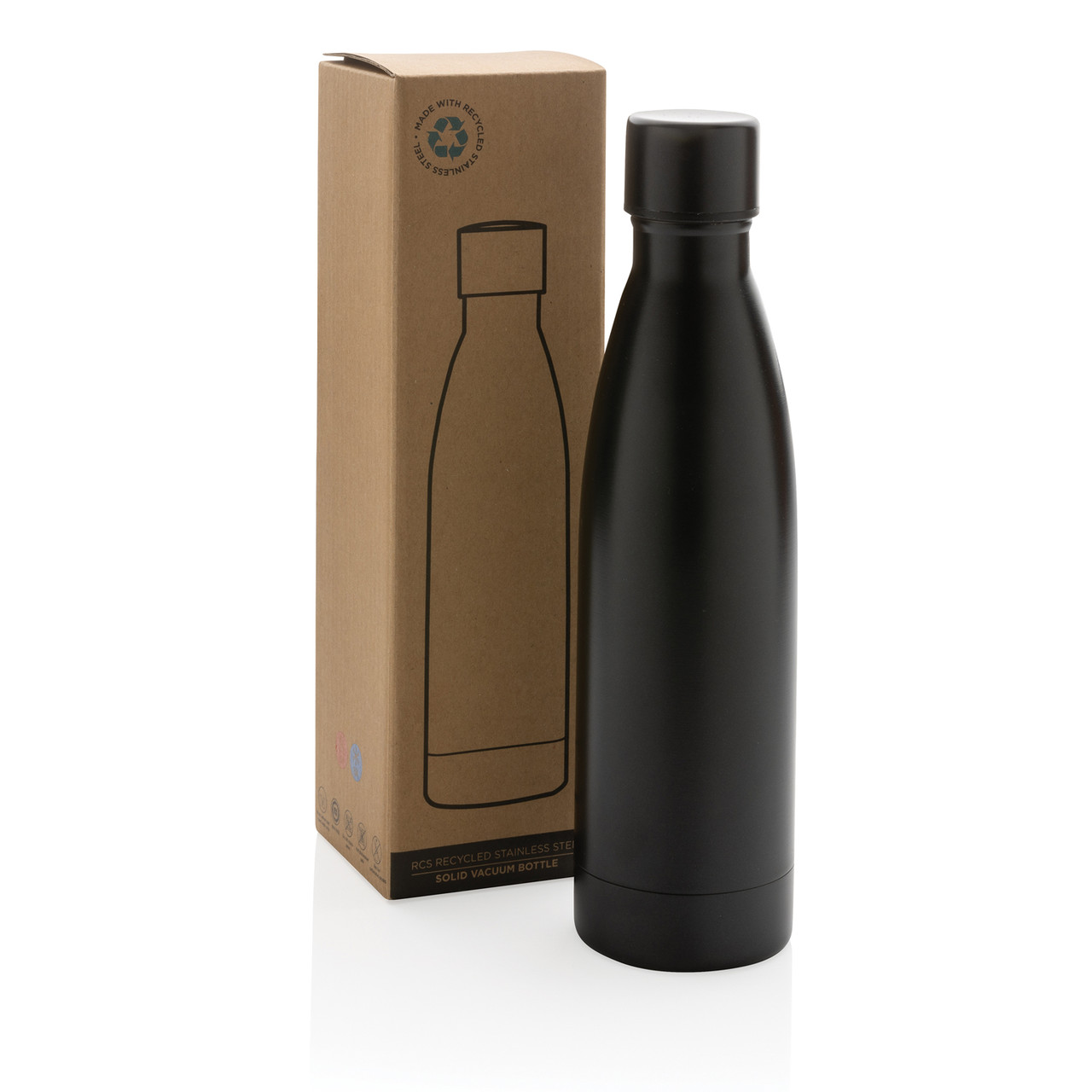 Вакуумная бутылка из переработанной нержавеющей стали RCS, 0,5 л, черный; , , высота 26 см., диаметр 7 см., - фото 9 - id-p106462244