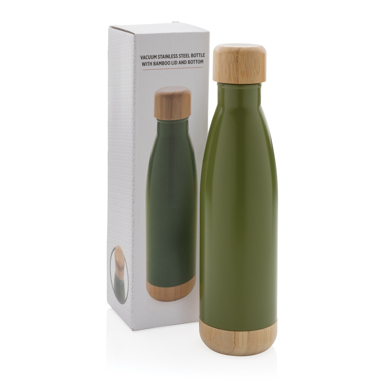 Вакуумная бутылка из нержавеющей стали и бамбука, 520 мл, зеленый; , Длина 7 см., ширина 7 см., высота 27 см., - фото 8 - id-p106462275