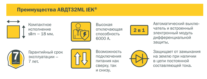 Выключатель автоматический дифференциального тока АВДТ32МL C10 30мА АС 230В KARAT IEK - фото 2 - id-p106462052